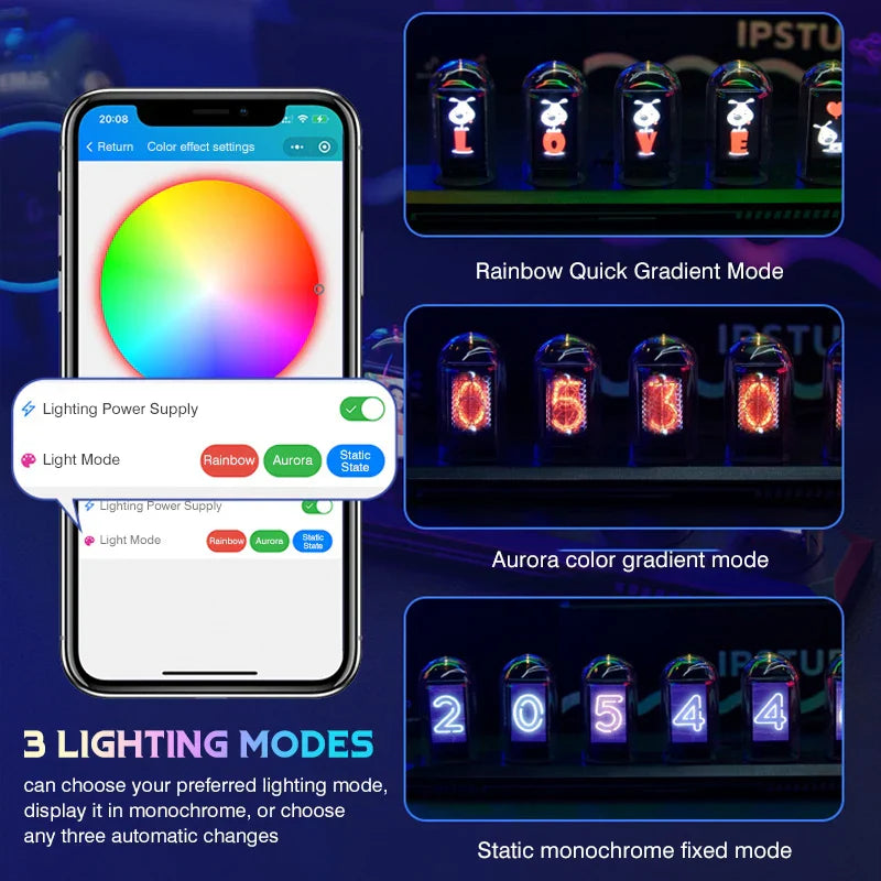 LUMINA - Horloge Nixie RGB personnalisable