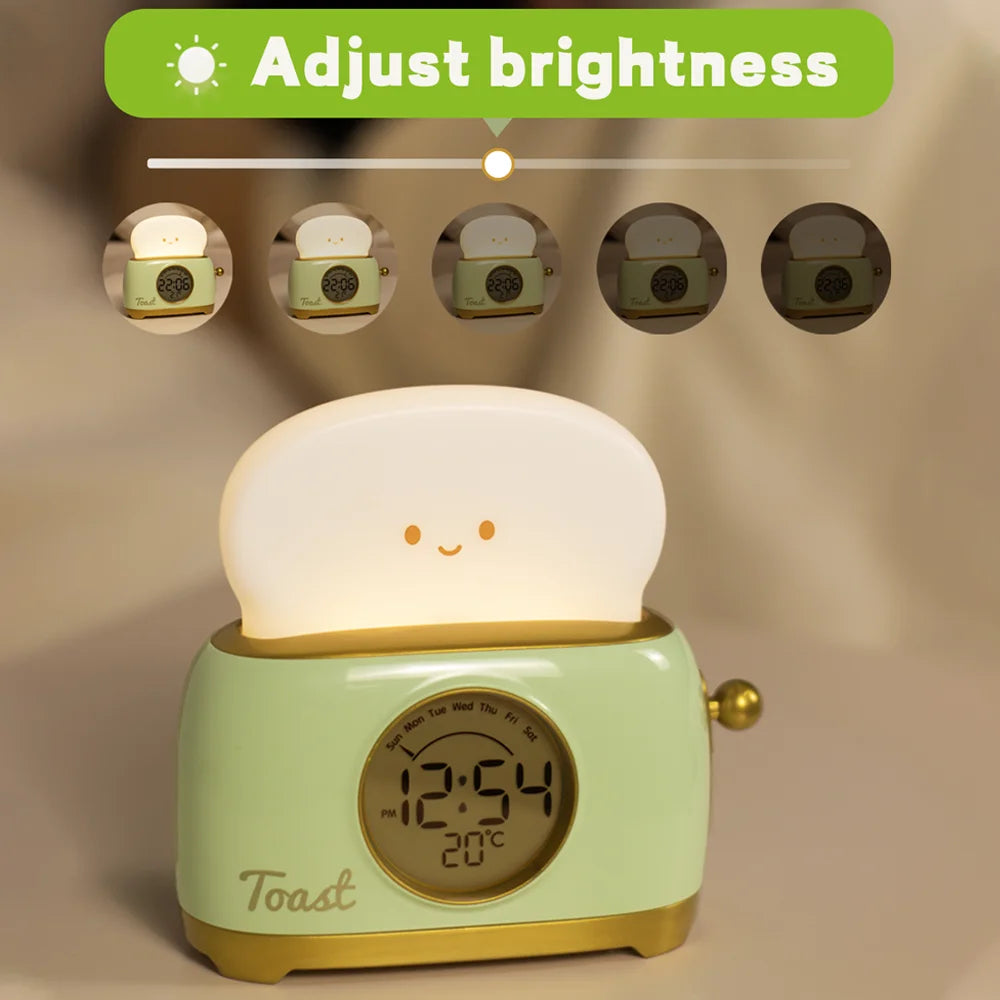 Veilleuse LED | Réveil Numérique avec Affichage de la Température | Design Mignon pour Sommeil Apaisé