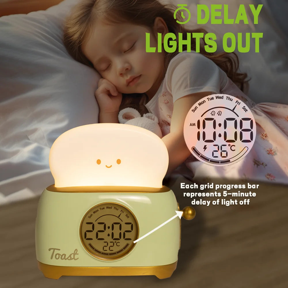 Veilleuse LED | Réveil Numérique avec Affichage de la Température | Design Mignon pour Sommeil Apaisé