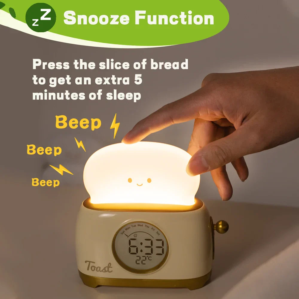 Veilleuse LED | Réveil Numérique avec Affichage de la Température | Design Mignon pour Sommeil Apaisé