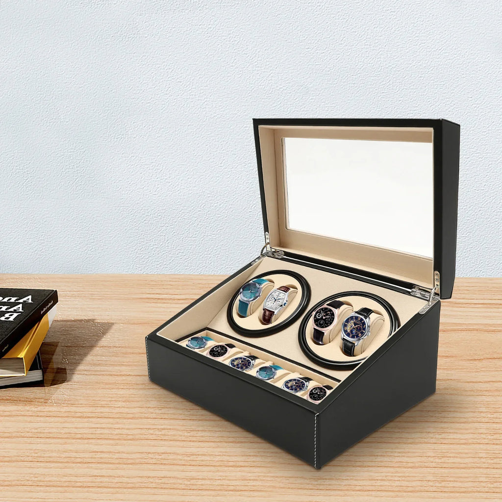 Vitrine Élégante | Boîte à Montres Automatique avec Rotation Silencieuse | Rangement Pratique pour Collectionneurs
