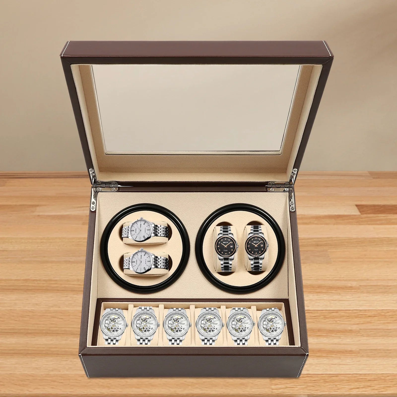 Vitrine Élégante | Boîte à Montres Automatique avec Rotation Silencieuse | Rangement Pratique pour Collectionneurs
