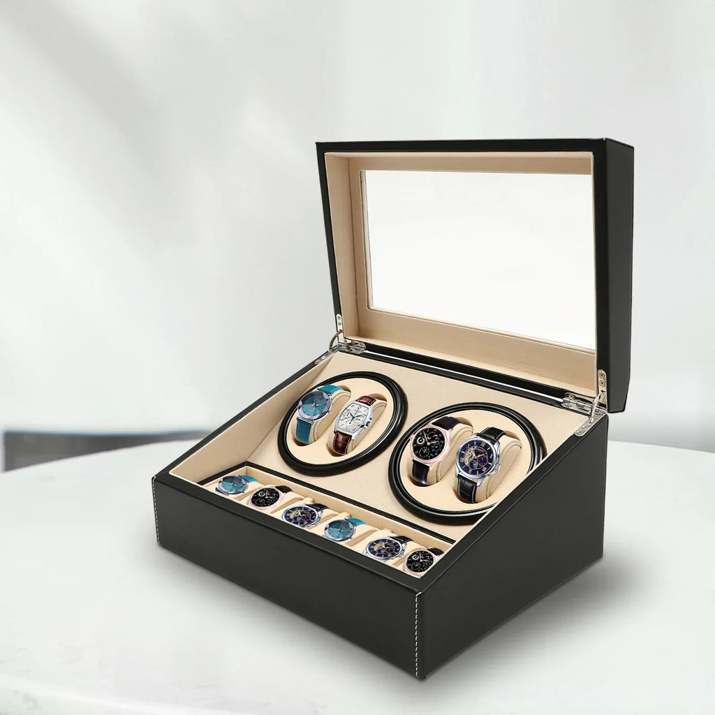 Vitrine Élégante | Boîte à Montres Automatique avec Rotation Silencieuse | Rangement Pratique pour Collectionneurs