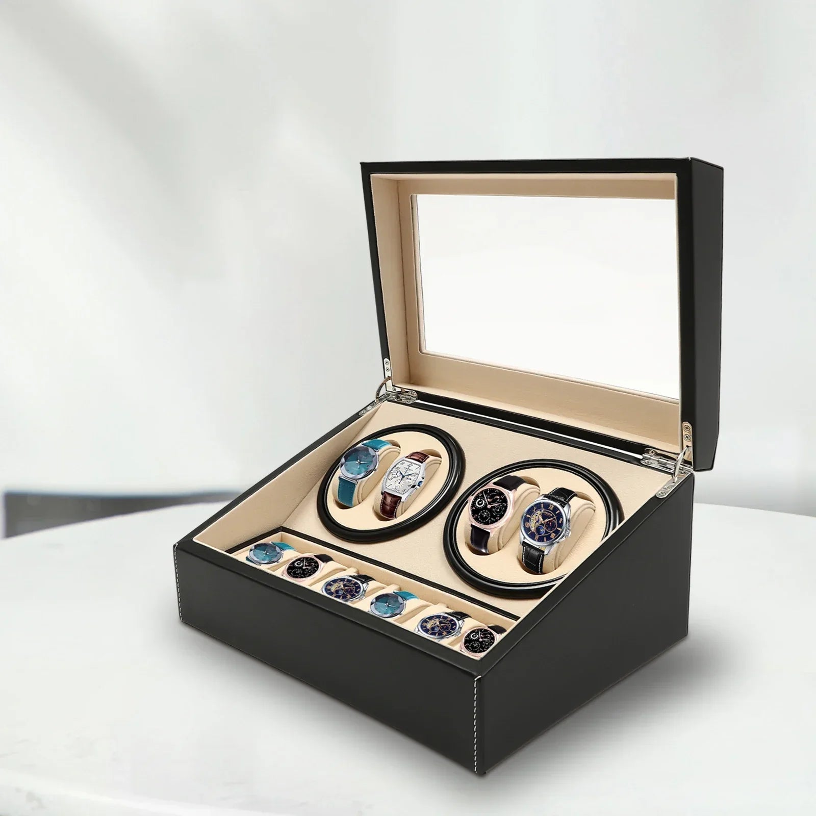 Vitrine Élégante | Boîte à Montres Automatique avec Rotation Silencieuse | Rangement Pratique pour Collectionneurs