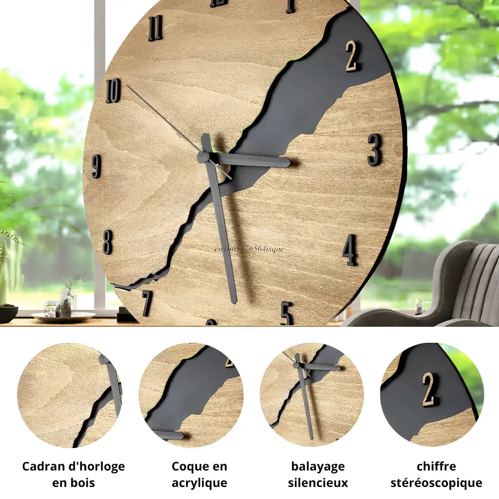BOSCO - Horloge murale bois design