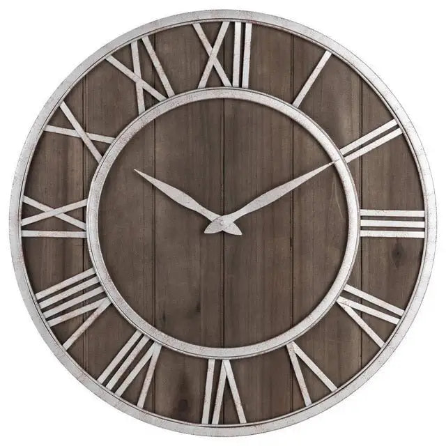 CAESAR - Horloge murale bois metal romaine