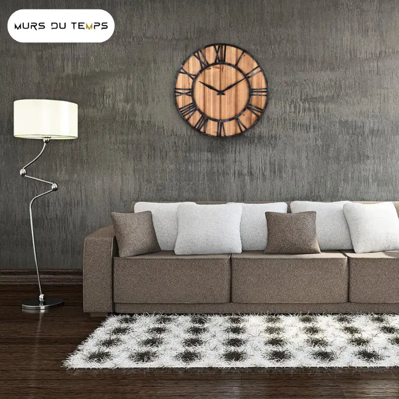 CAESAR - Horloge murale bois metal romaine