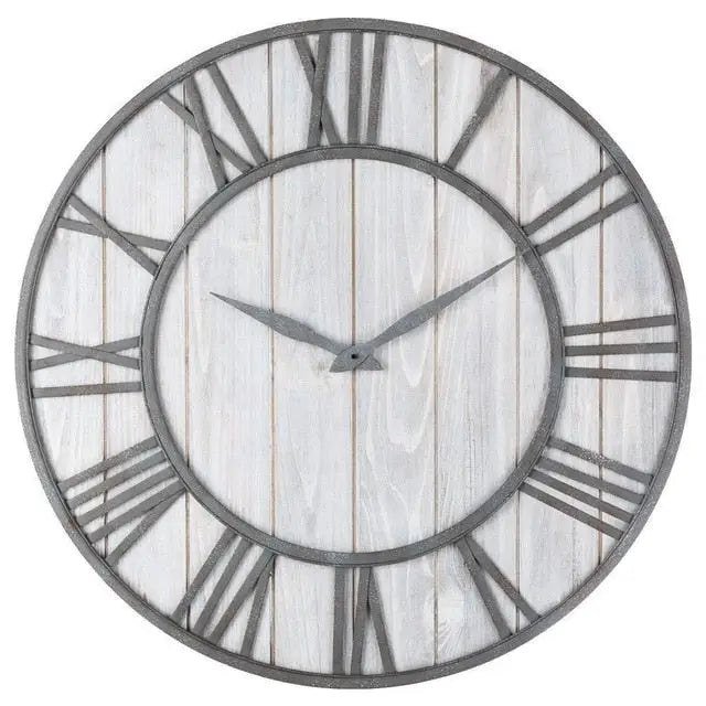 Horloge Murale Bois Métal & Chiffre romain