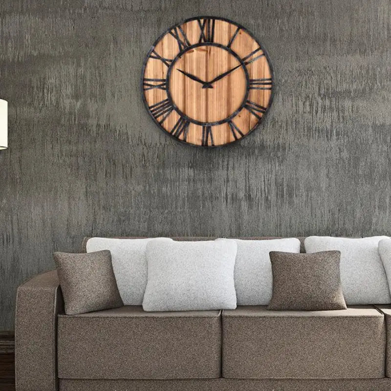 CAESAR - Horloge murale bois metal romaine