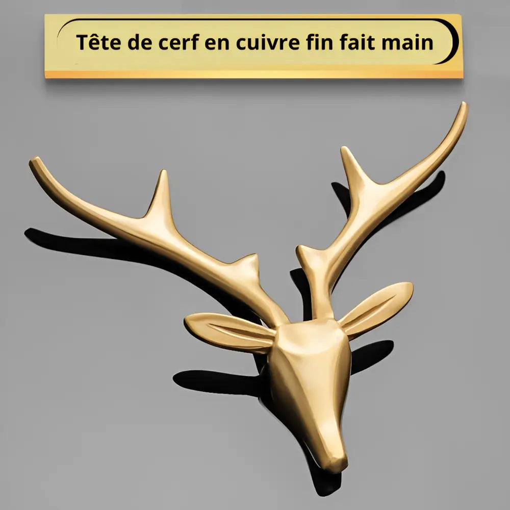 Horloge Murale Luxe Cerf Doré et Marbre Noir