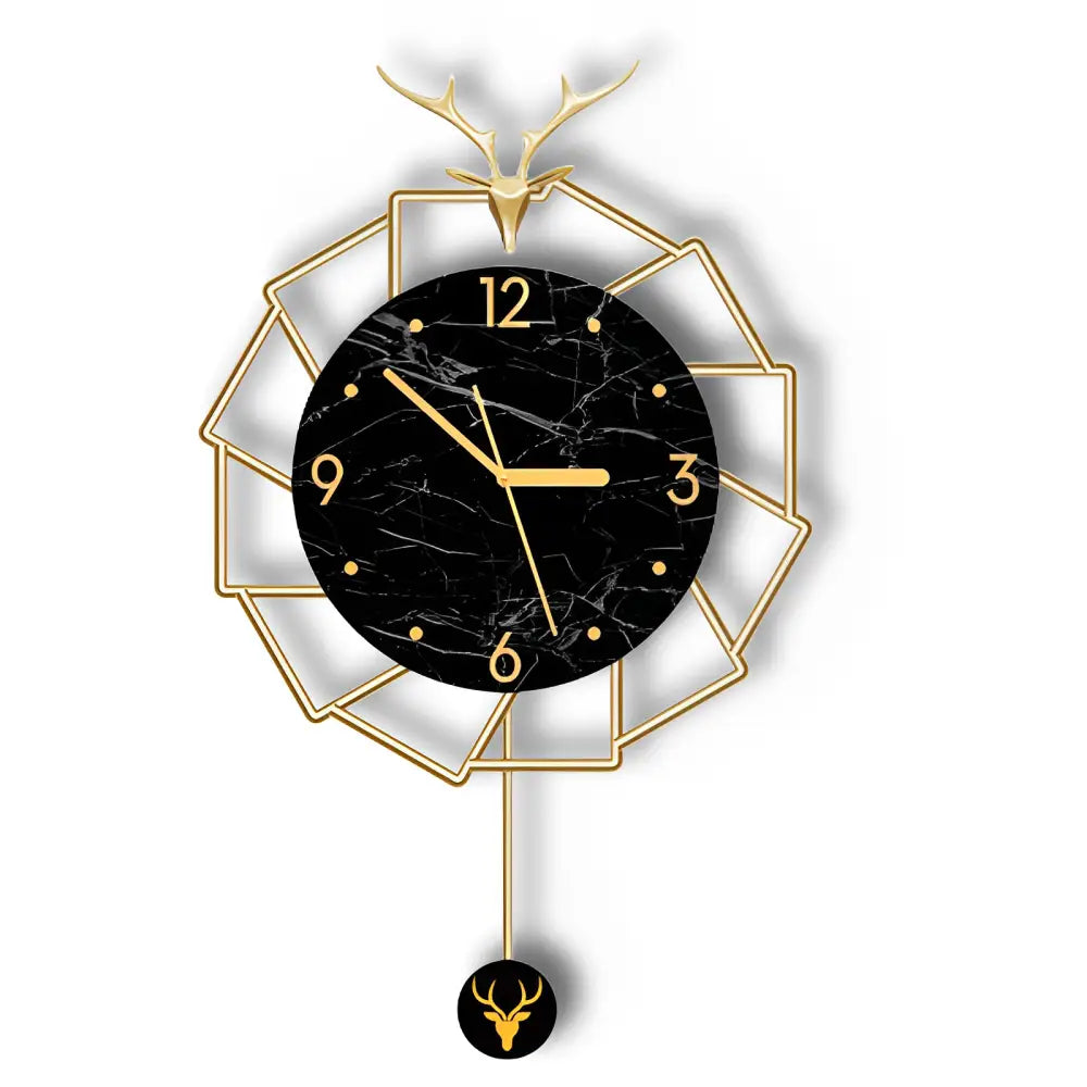CERVO - Horloge murale cerf dore