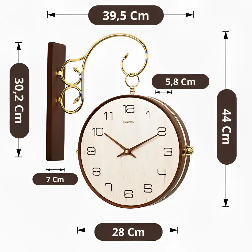 Horloge Double Face en Bois