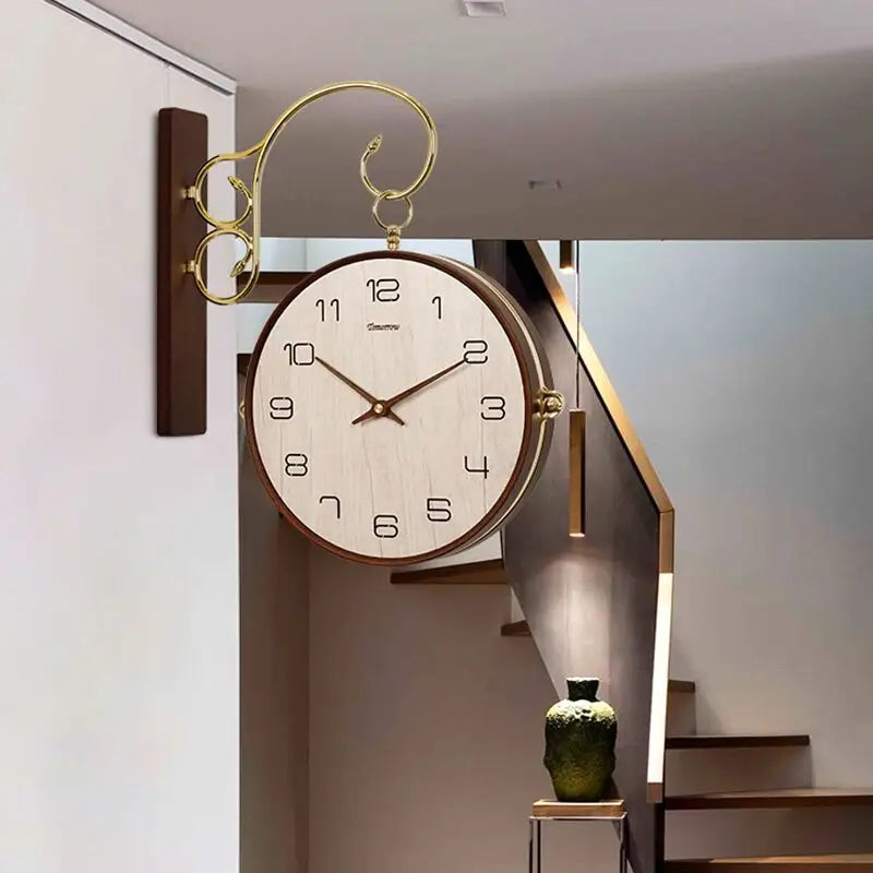Horloge Double Face en Bois