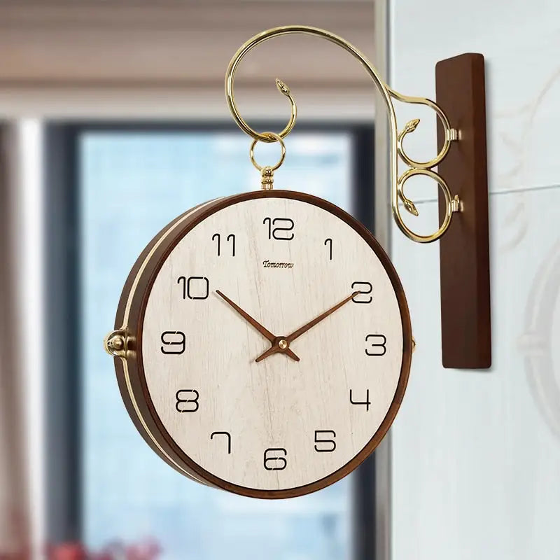 Horloge Double Face en Bois