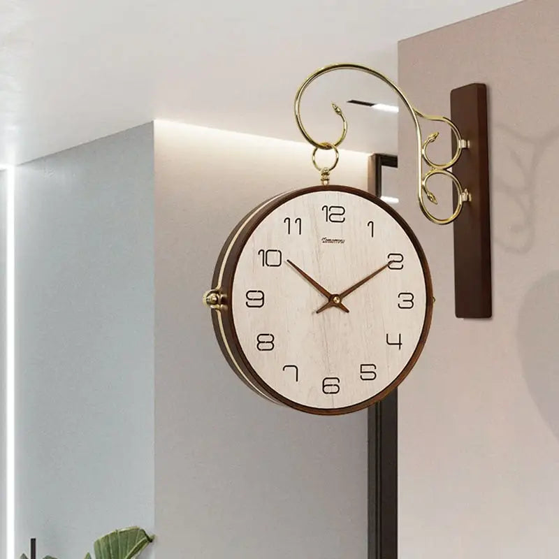 STATION - Horloge murale gare bois 39 cm