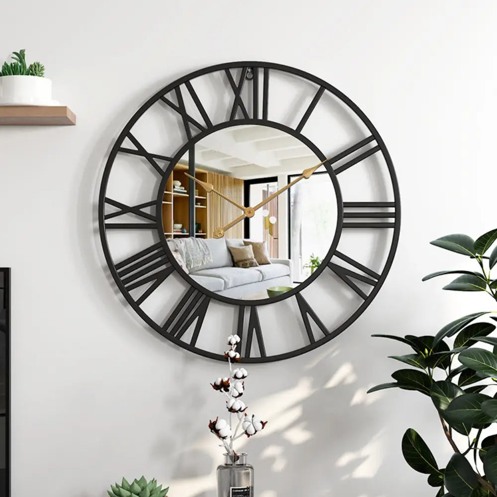 MIRO - Grande horloge murale miroir romain