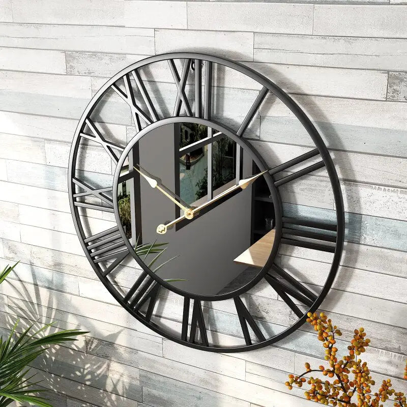 MIRO - Grande horloge murale miroir romain