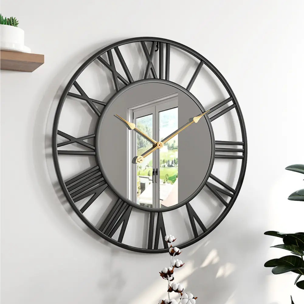 MIRO - Grande horloge murale miroir romain