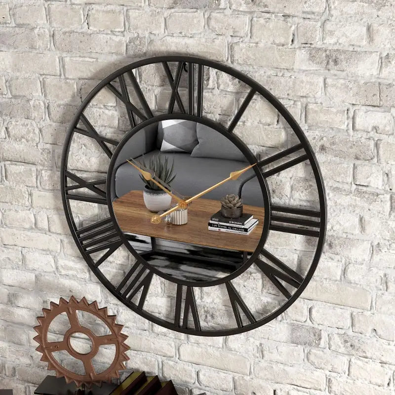 MIRO - Grande horloge murale miroir romain
