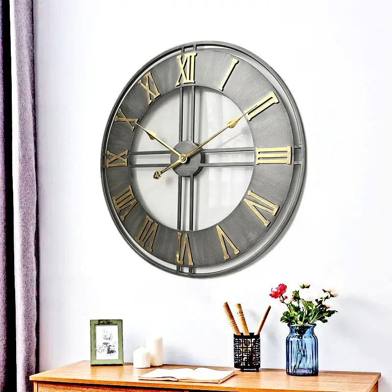 Horloge Murale Déco Loft Métal Vieilli