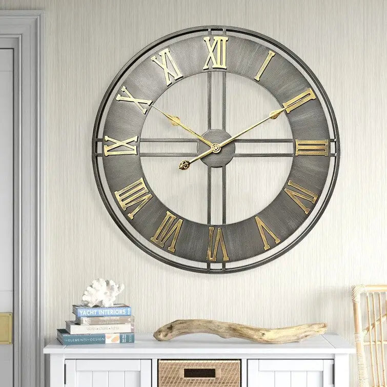 Horloge Murale Déco Loft Métal Vieilli