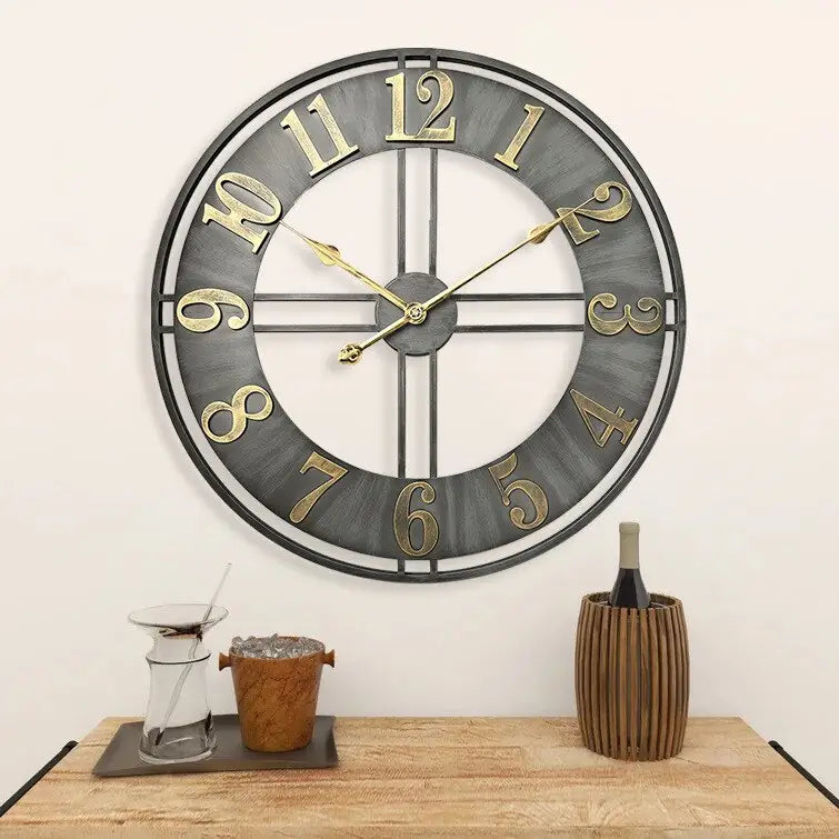 Horloge Murale Déco Loft Métal Vieilli