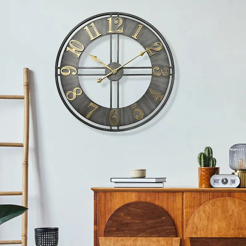 Horloge Murale Déco Loft Métal Vieilli