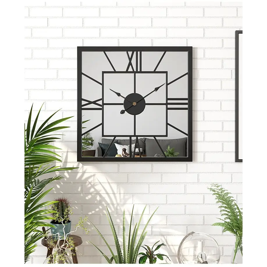 Horloge Murale Carrée Miroir