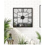 QUADRA - Grande horloge murale carree miroir