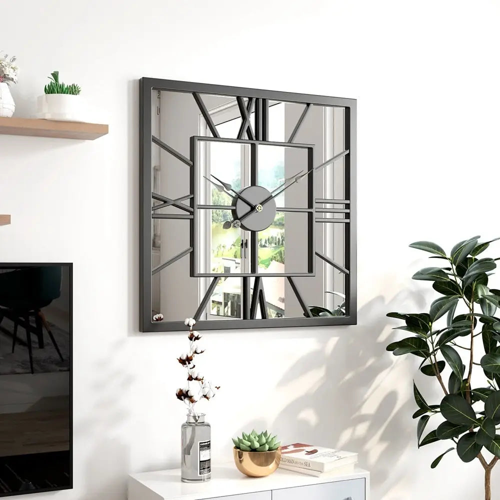 Horloge Murale Carrée Miroir