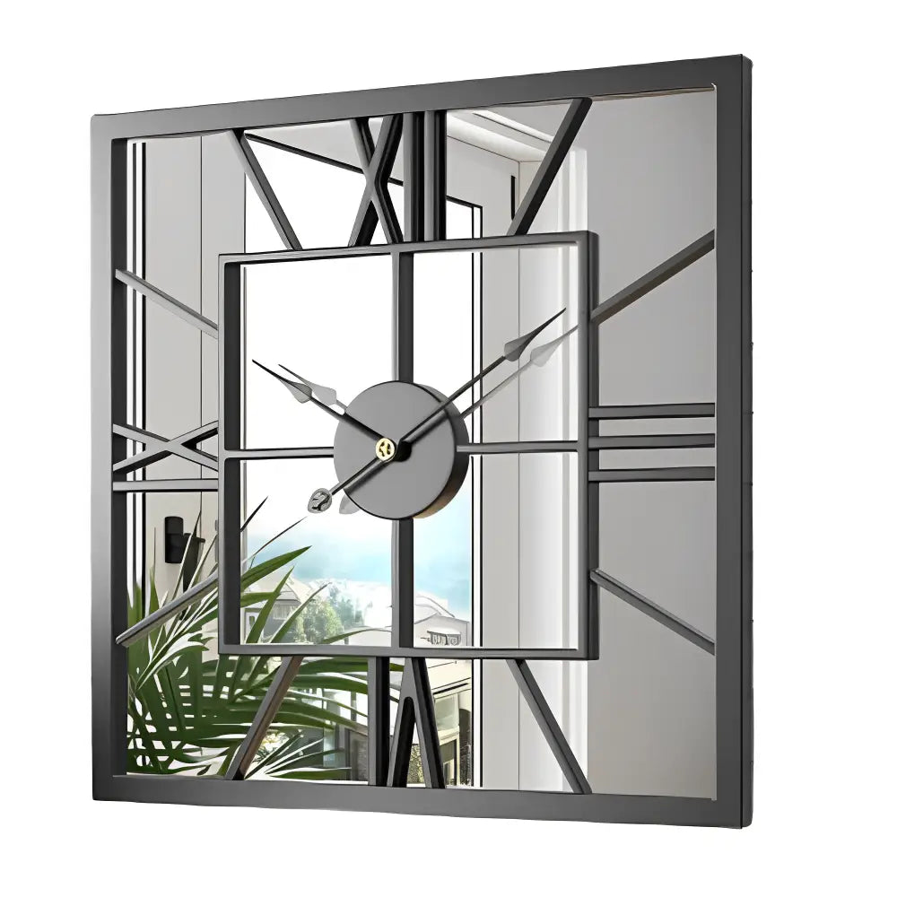 QUADRA - Grande horloge murale carree miroir