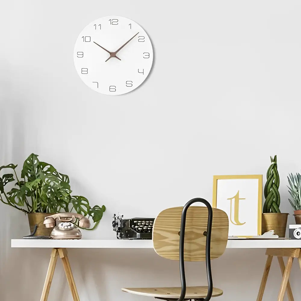 LUMI - Horloge murale bois blanc 30 cm
