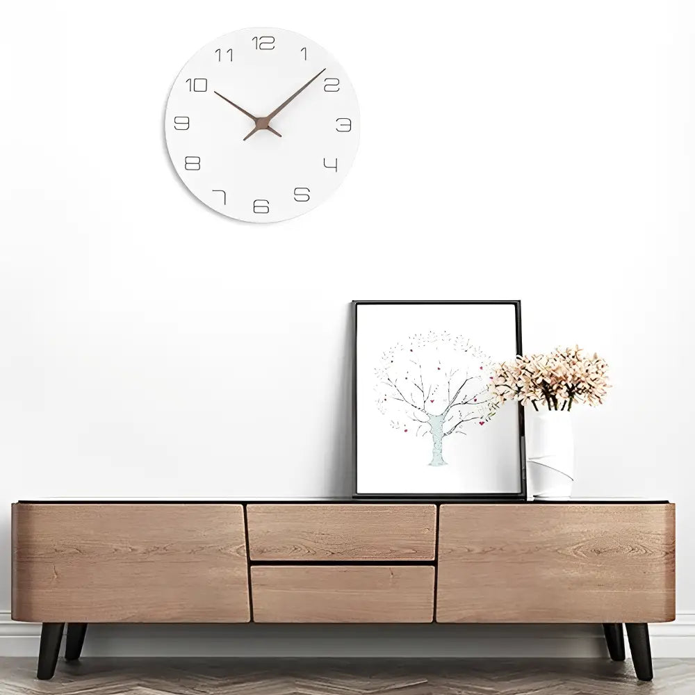 LUMI - Horloge murale bois blanc 30 cm