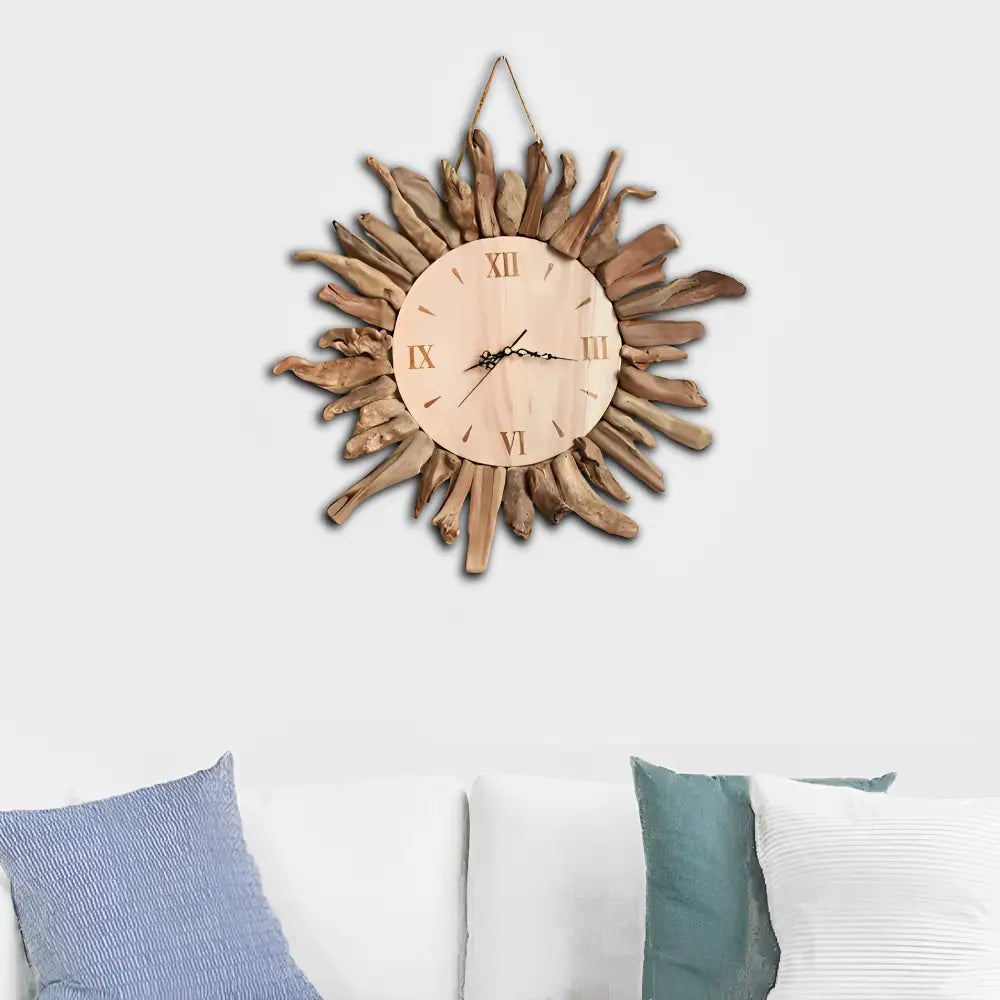 Horloge Murale Soleil Bois Flotté
