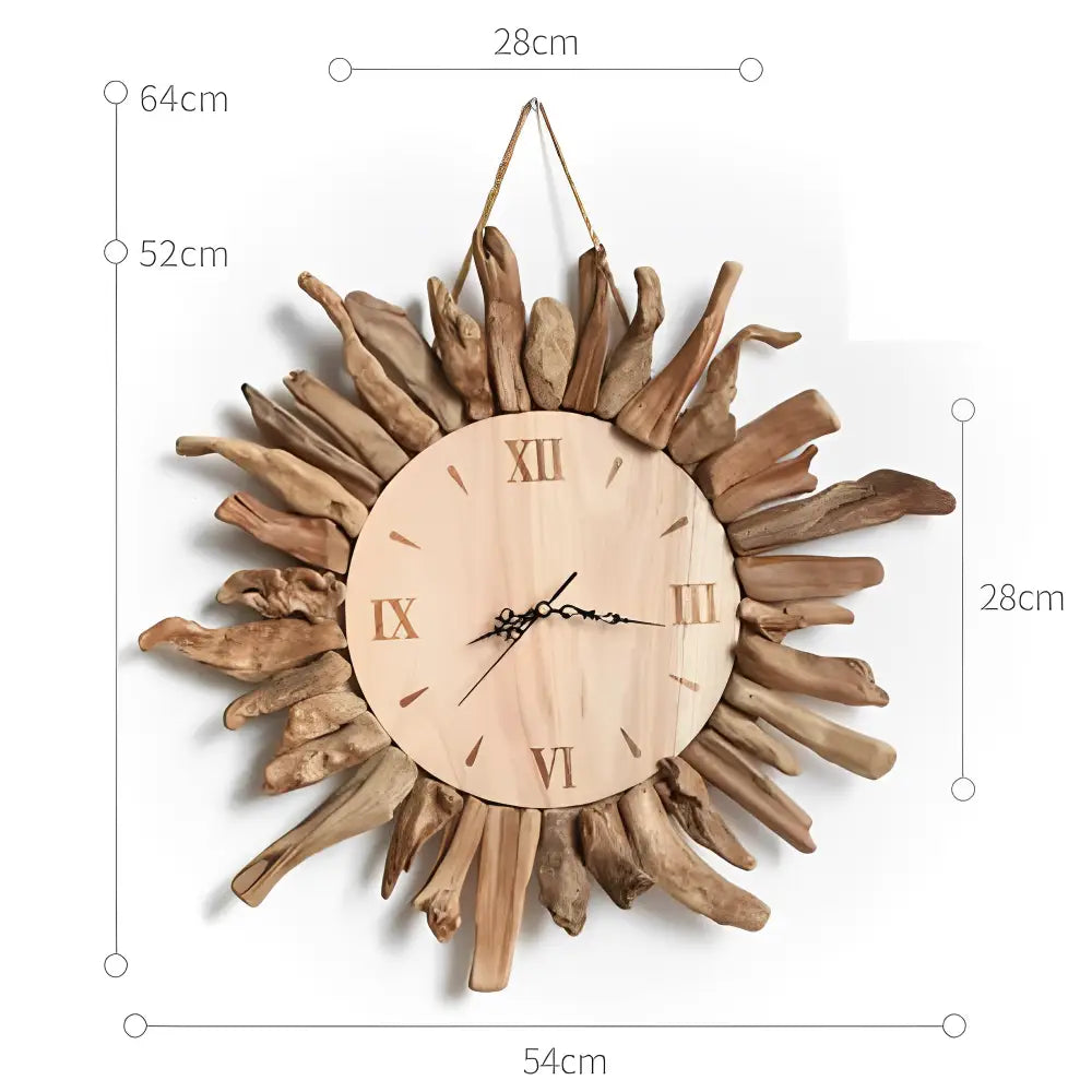 Horloge Murale Soleil Bois Flotté