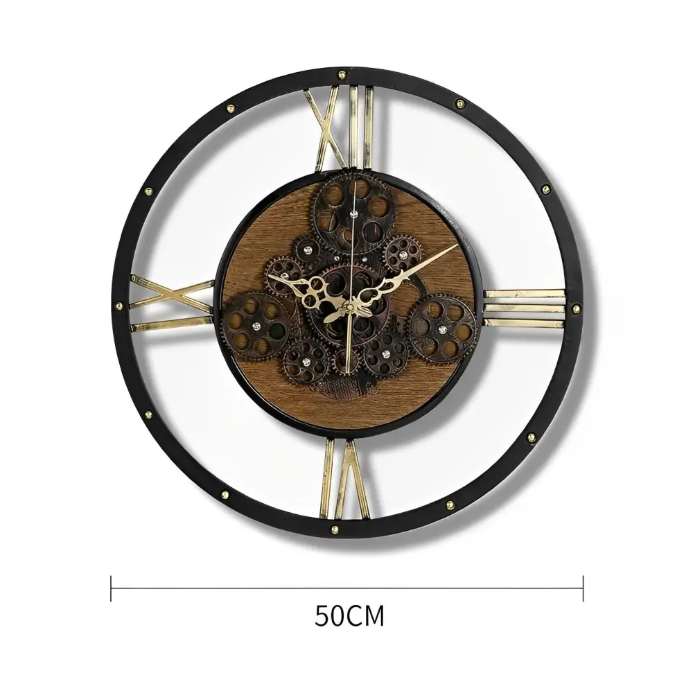 BROOKLYN - Horloge murale métal et bois 50 cm