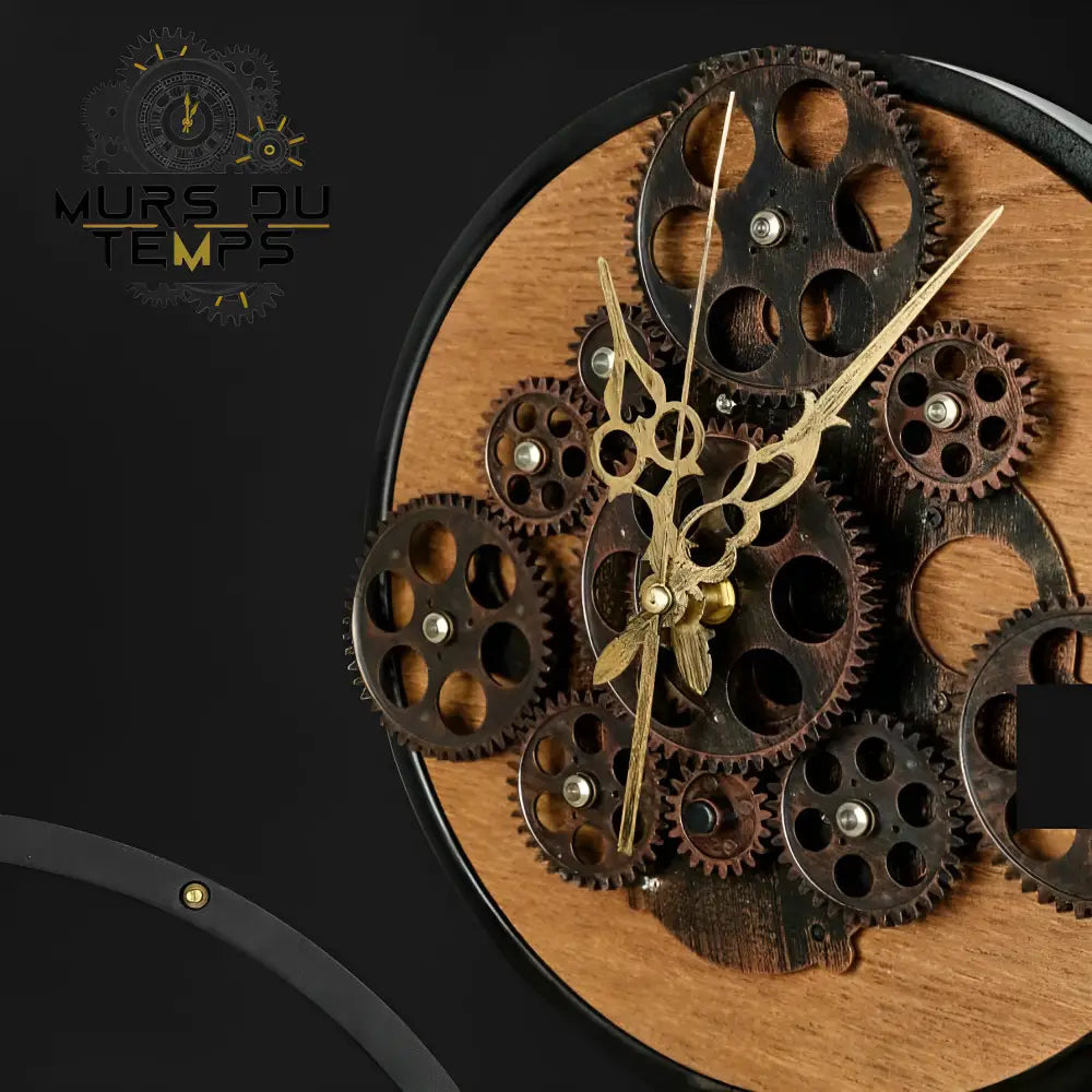 Horloge Murale Engrenages Vintage Métal & Bois