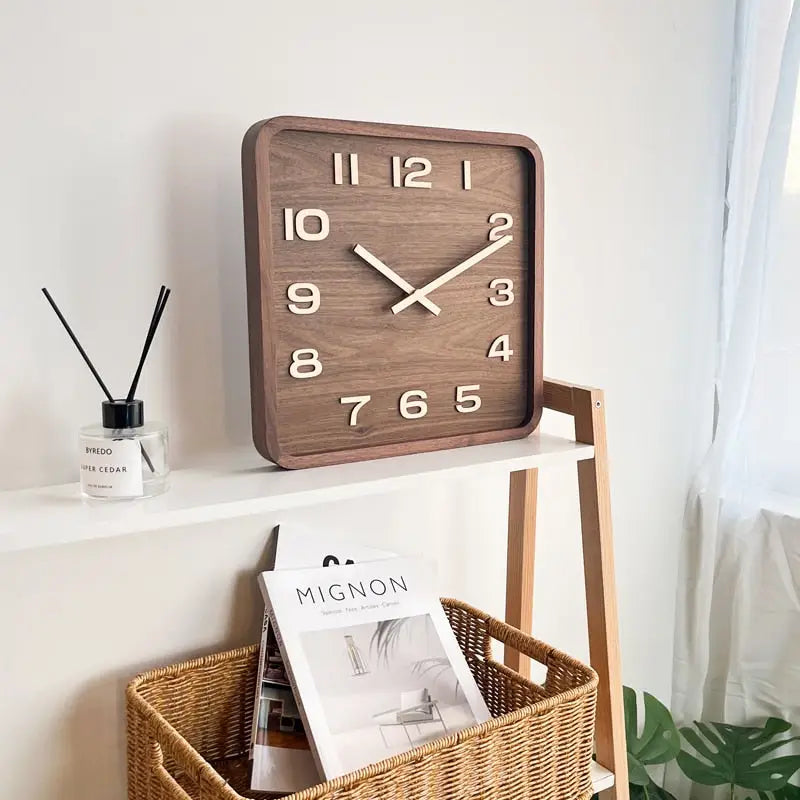 QUADRA - Horloge murale bois carree 25-30 cm