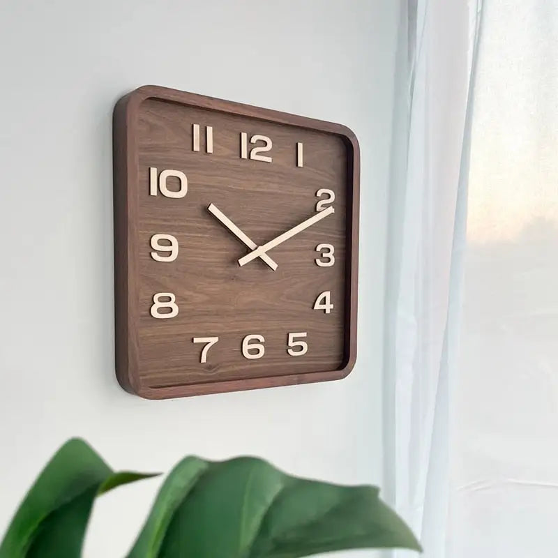 QUADRA - Horloge murale bois carree 25-30 cm