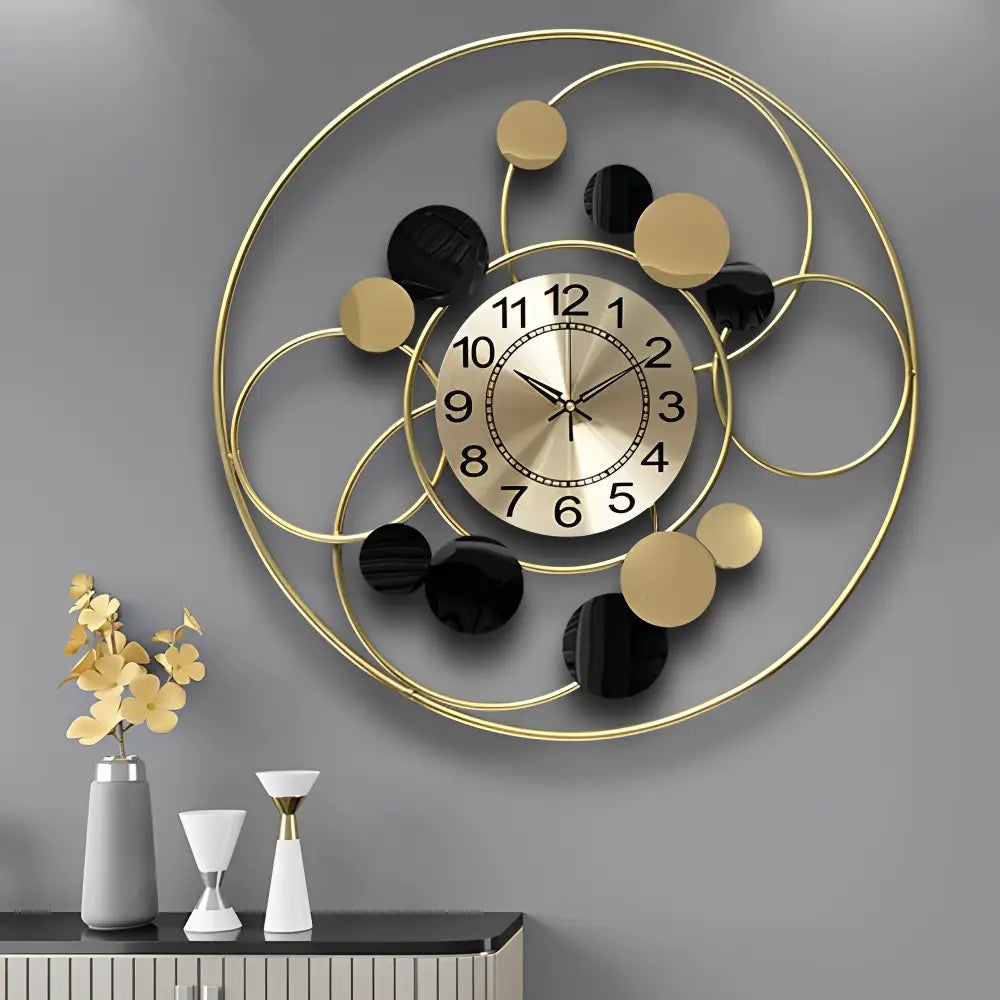 Horloge Murale Cercle Design Or