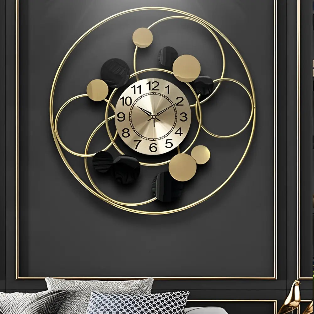 Horloge Murale Cercle Design Or