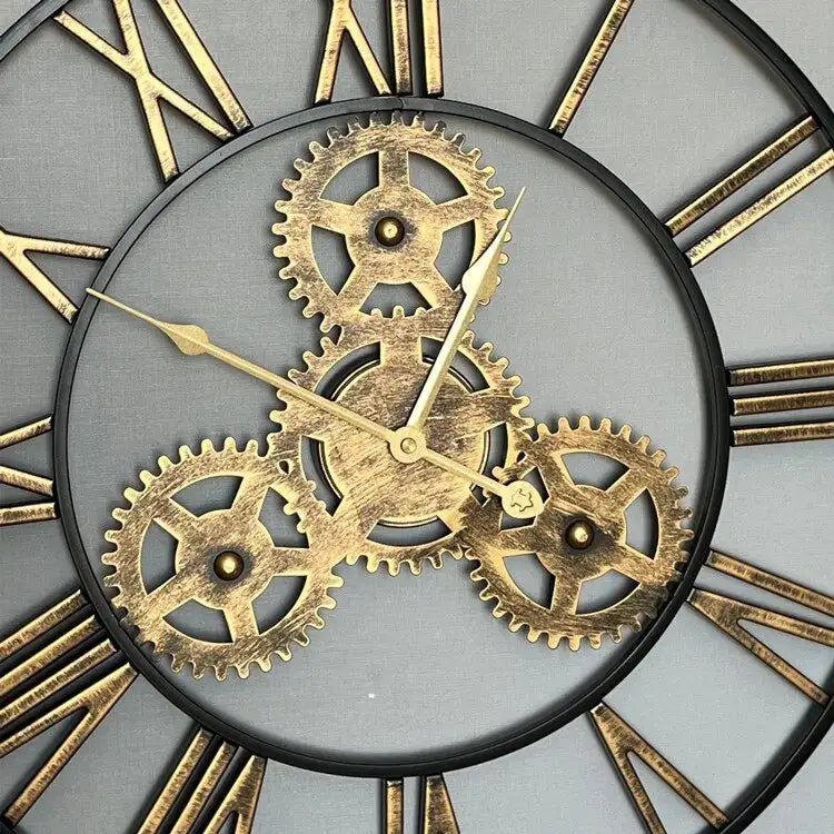 Horloge Murale Engrenages Dorés