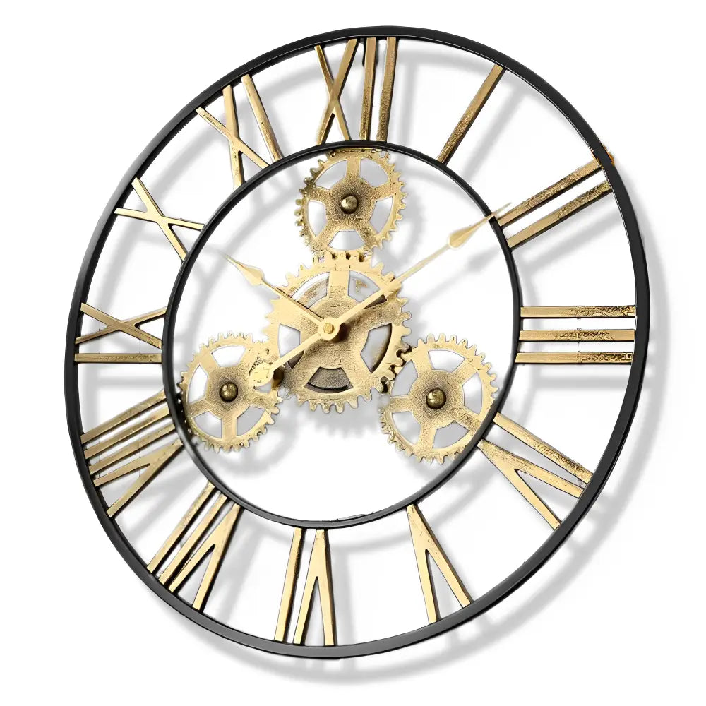 Horloge Murale Engrenages Dorés