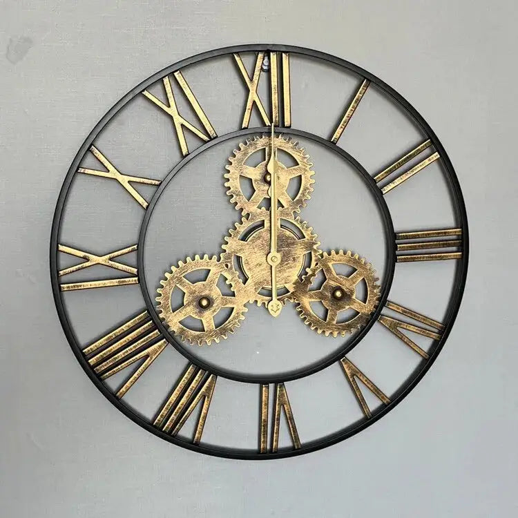 Horloge Murale Engrenages Dorés