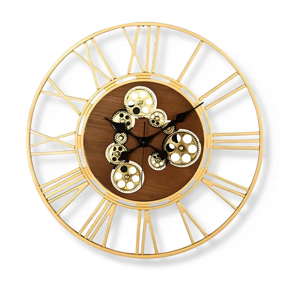 ATELIER - Horloge murale bois et engrenages