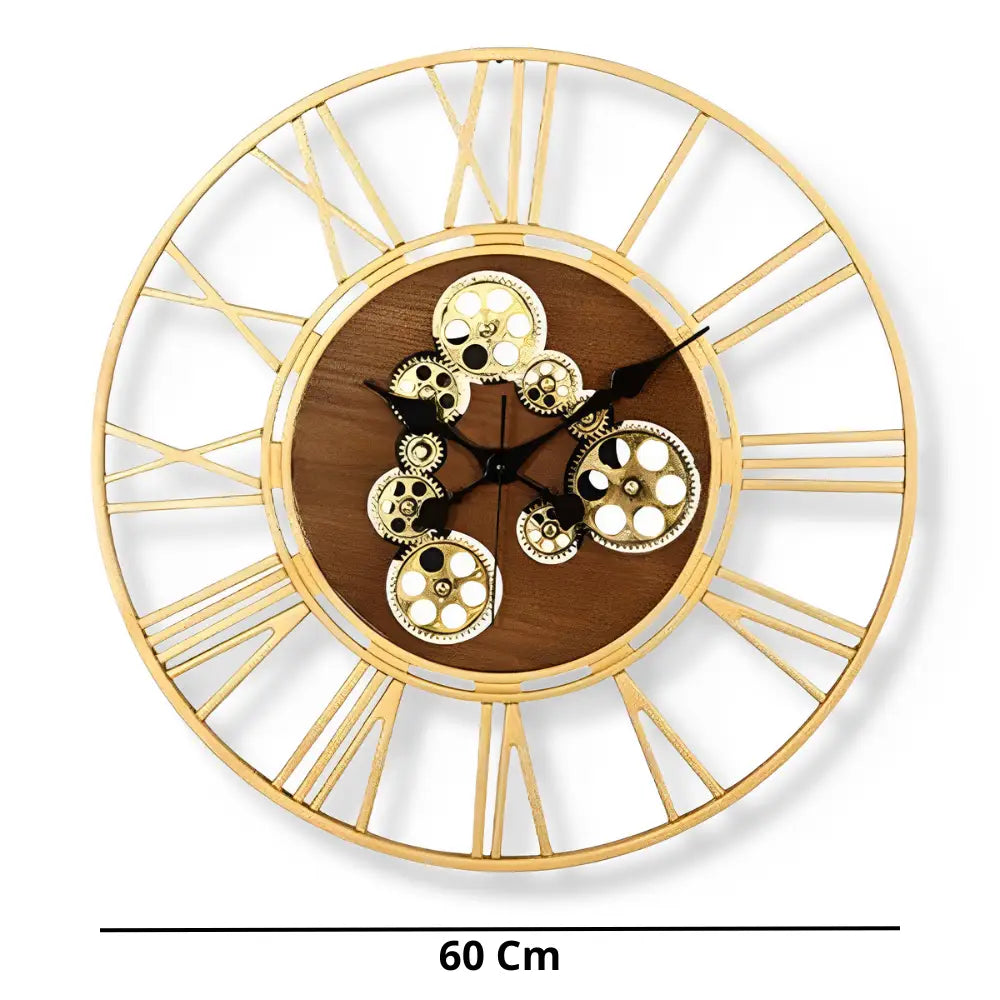 ATELIER - Horloge murale bois et engrenages