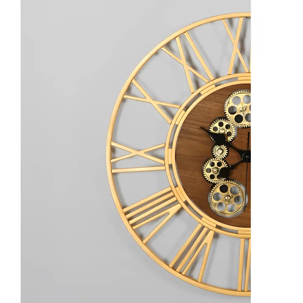 ATELIER - Horloge murale bois et engrenages