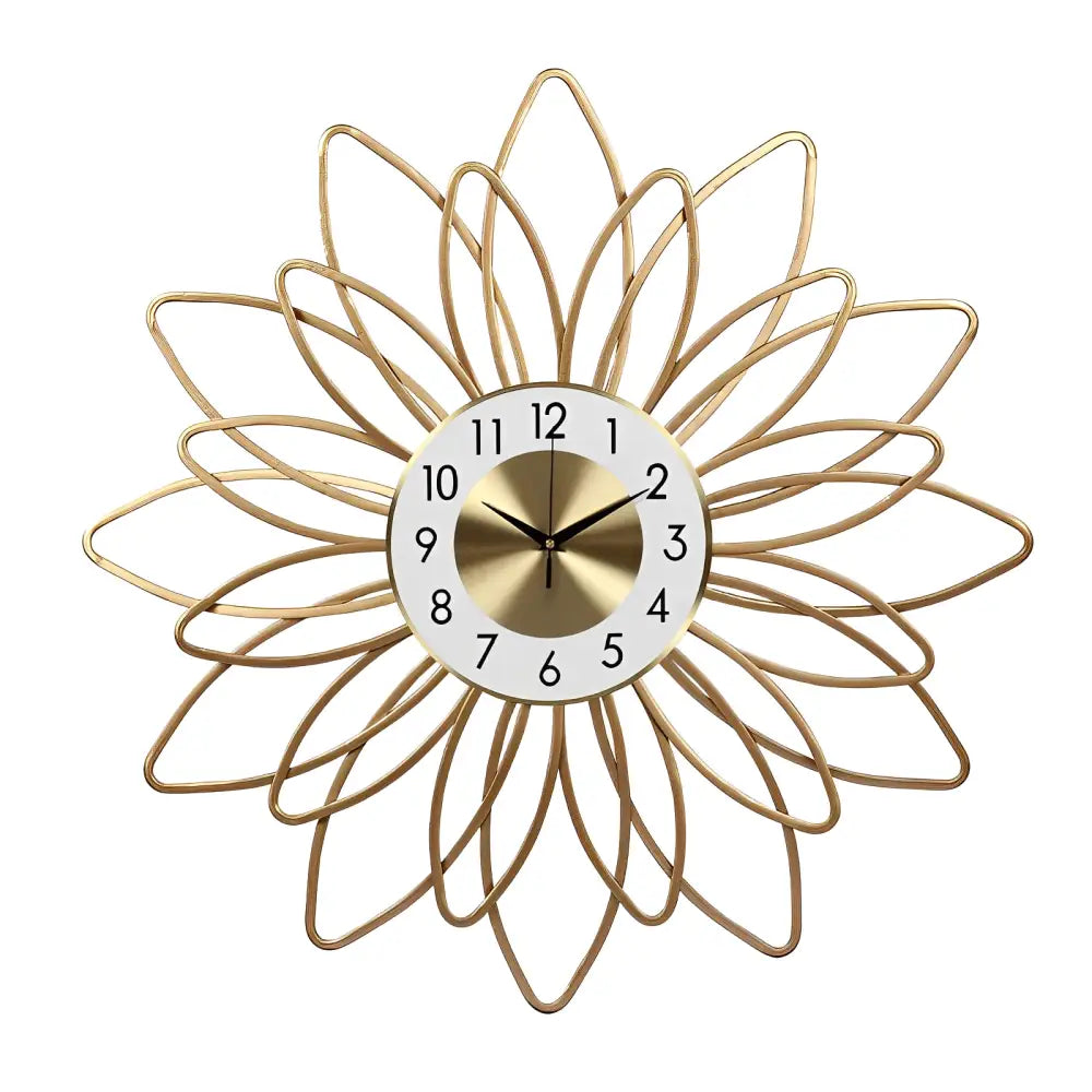 Horloge Murale Fleur Dorée Design