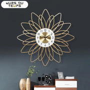 FLORE - Horloge murale fleur doree