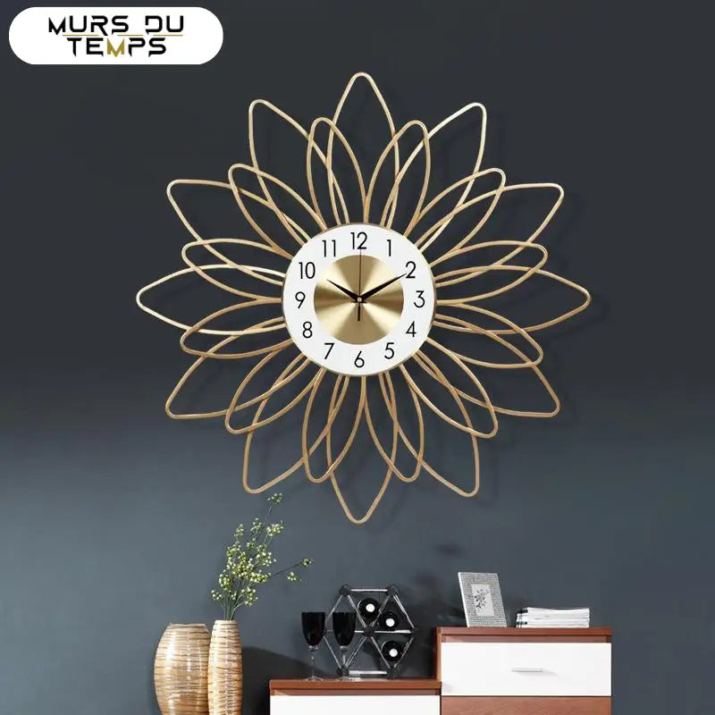 FLORE - Horloge murale fleur doree